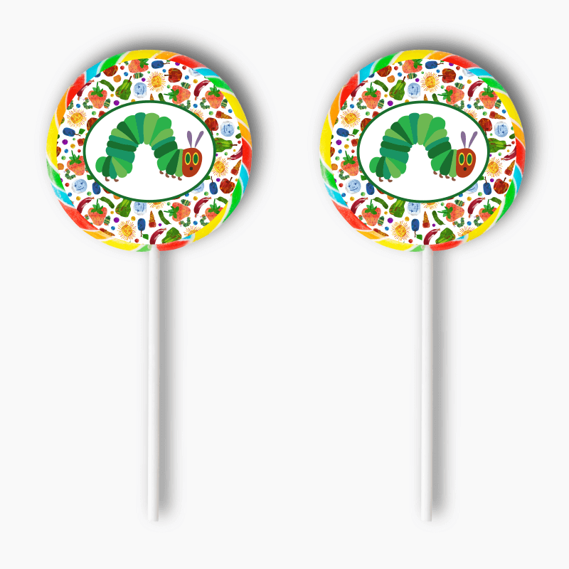 Personalised Very Hungry Caterpillar Party Round Stickers - Small