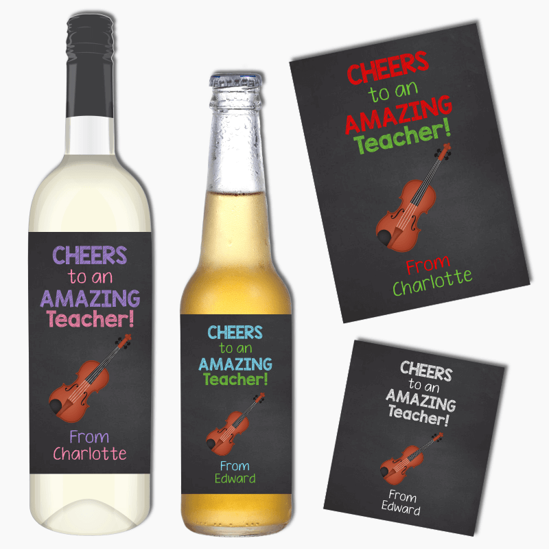 Violin Music Teacher Gift Wine & Beer Labels