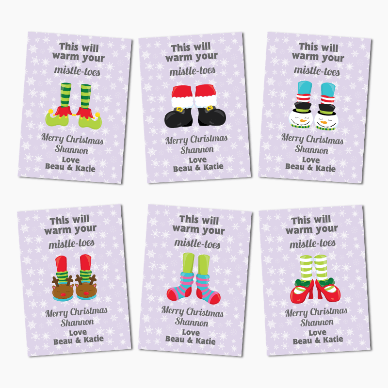 Warm Your Mistle-Toes Christmas Gift Label Set