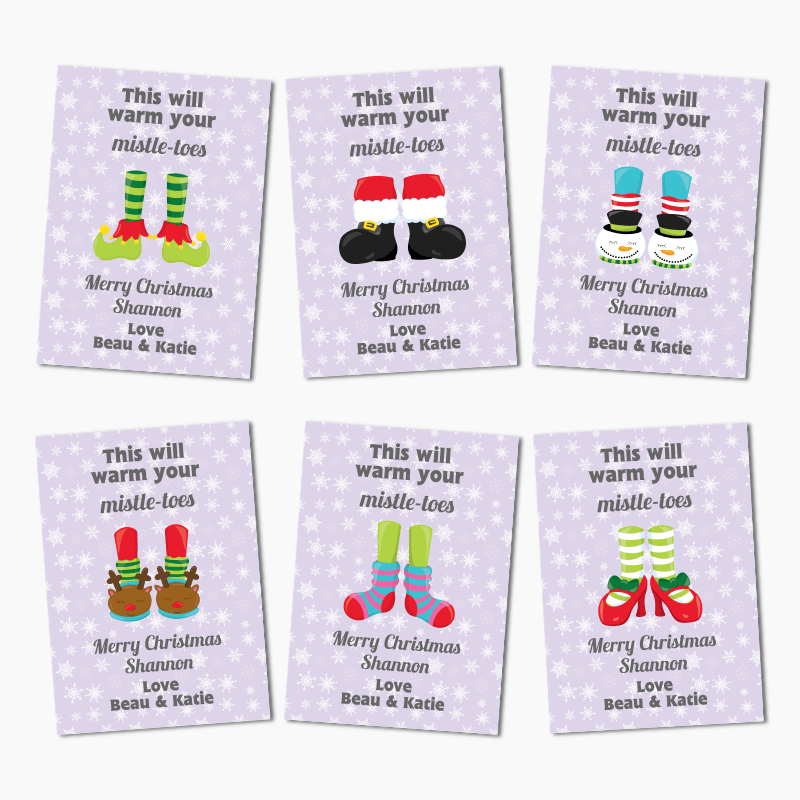 Warm Your Mistle-Toes Christmas Gift Wine & Beer Labels