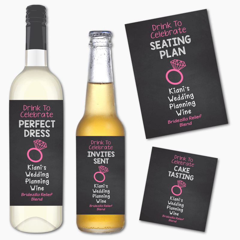 Wedding Planning Milestones Bridal Gift Wine & Beer Labels