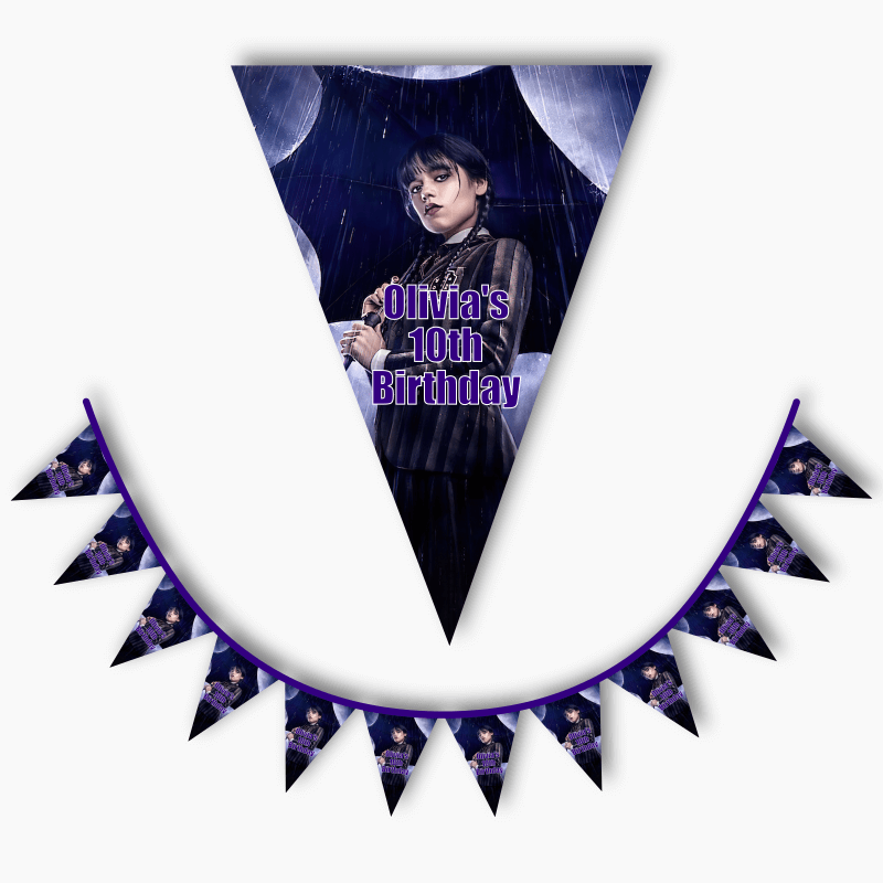 Personalised Wednesday Addams Birthday Party Flag Bunting