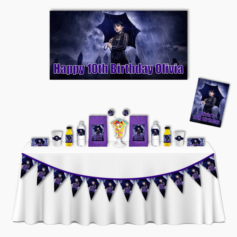Personalised Wednesday Addams Deluxe Birthday Party Pack