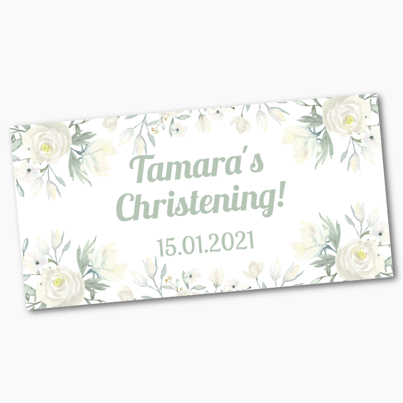 Personalised White Floral Party Banner