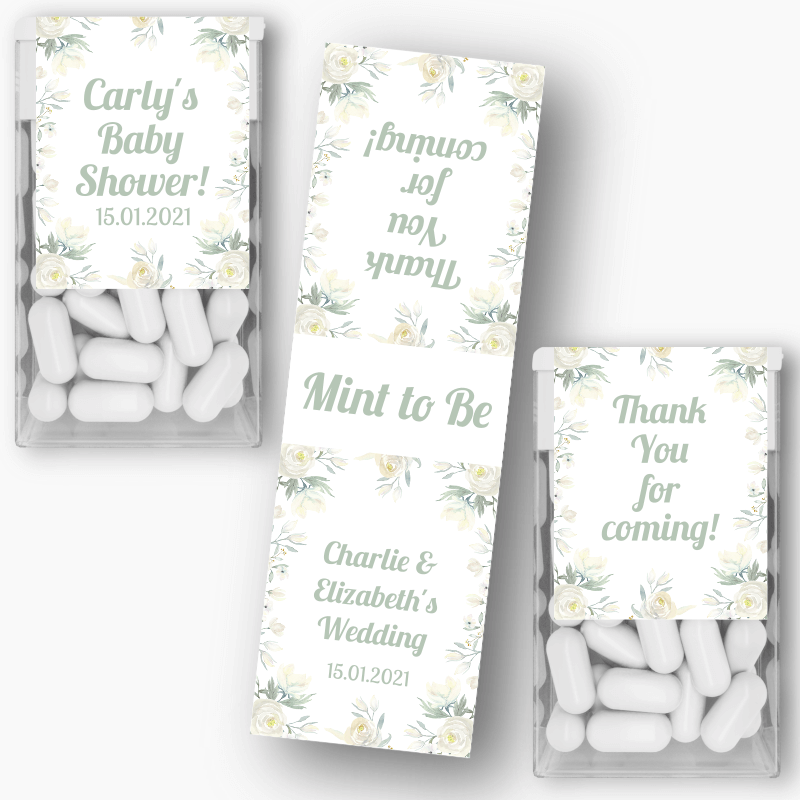 White Floral Party Tic Tac Labels