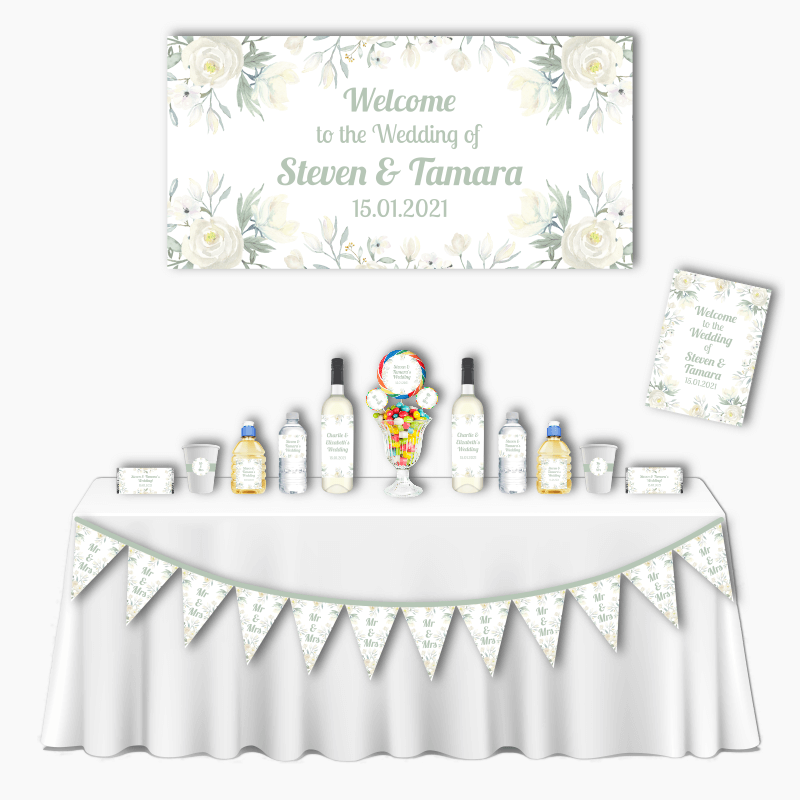 Personalised White Floral Deluxe Wedding Decor Pack