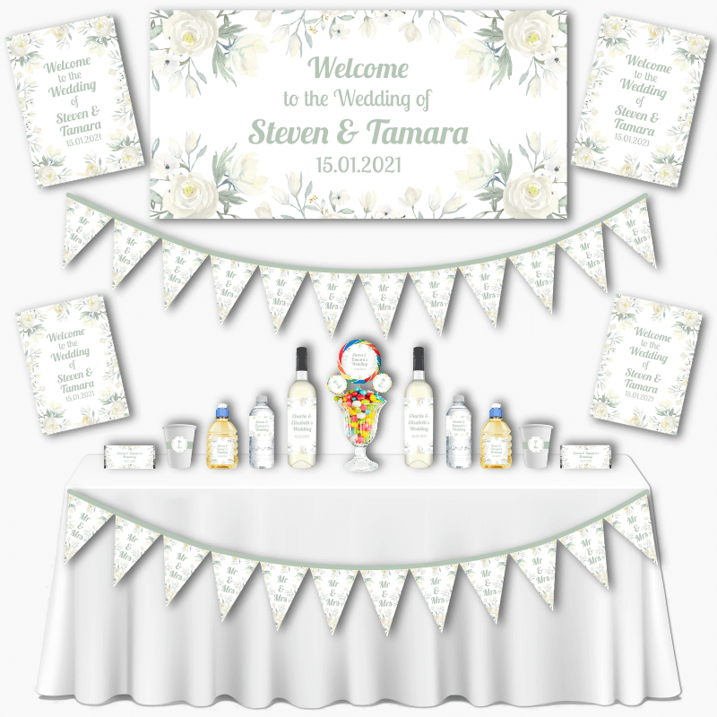 Personalised White Floral Grand Wedding Decorations Pack
