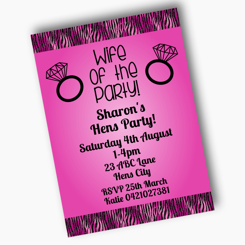 Personalised Wife of the Party Hens Party Invites