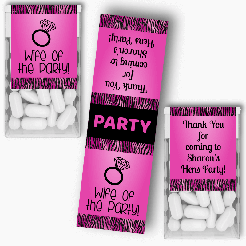 Personalised Wife of the Party Hens Party Tic Tac Labels