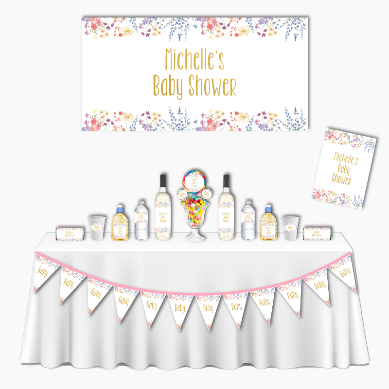 Personalised Wildflowers Deluxe Baby Shower Decorations Pack