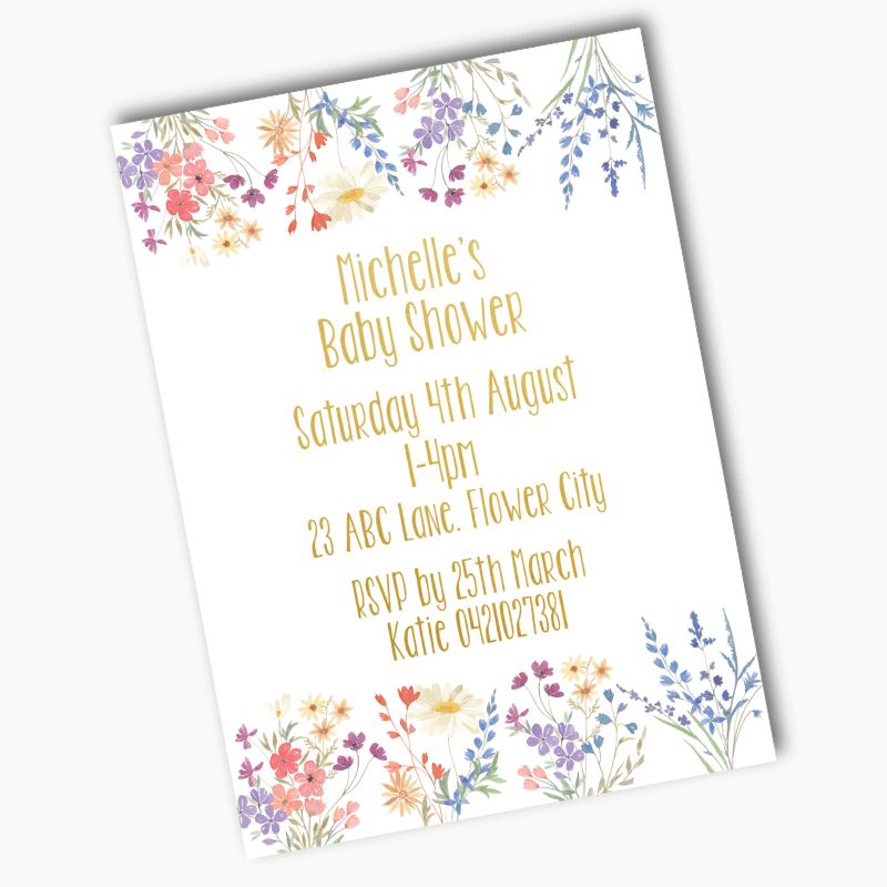 Personalised Wildflowers Baby Shower Invites