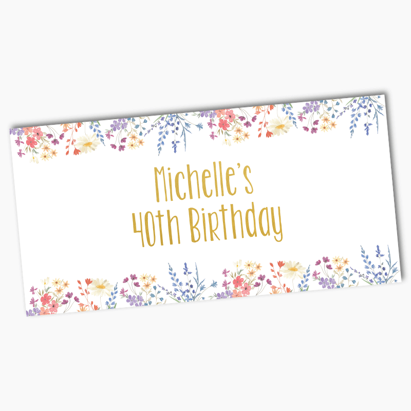 Personalised Wildflowers Birthday Party Banner