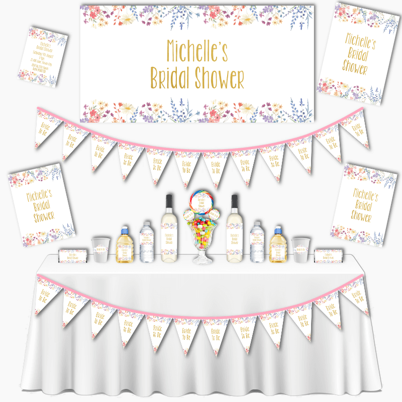 Personalised Wildflowers Grand Bridal Shower Decorations Pack