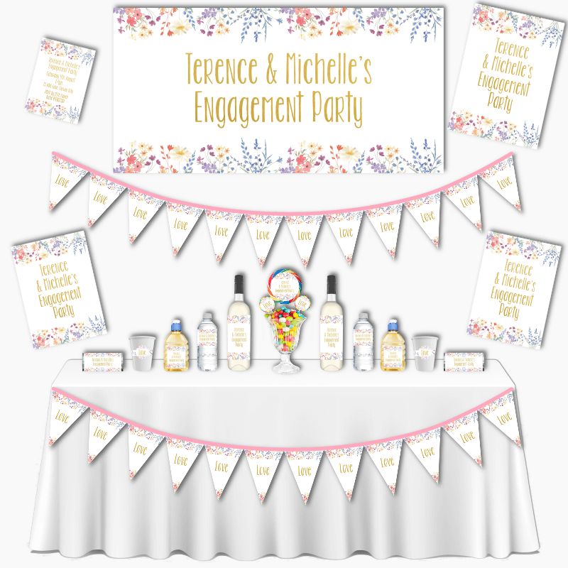 Personalised Wildflowers Grand Engagement Party Decorations Pack