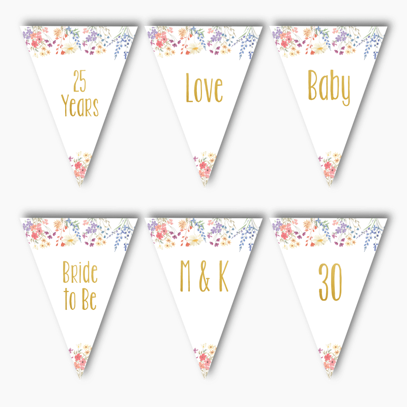 Personalised Wildflowers Party Flag Bunting