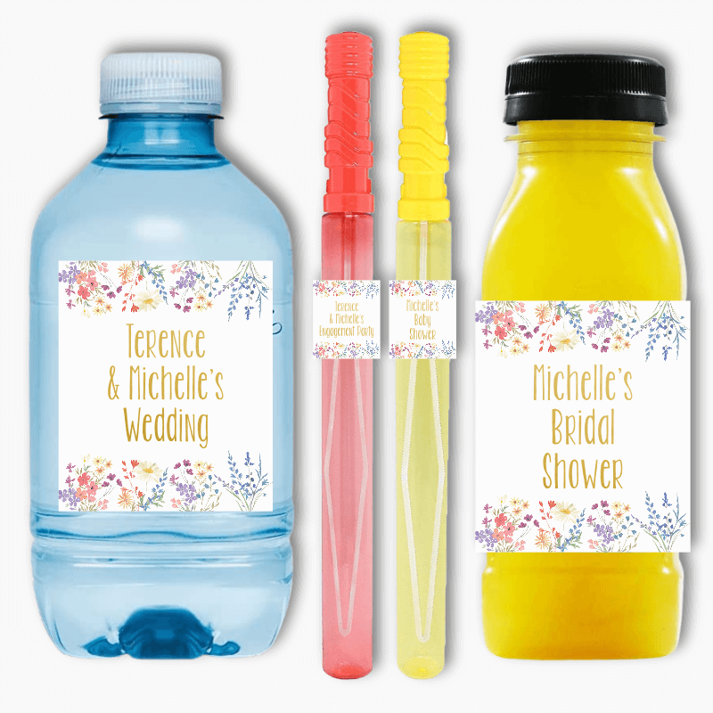 Wildflowers Party Rectangle Favour Stickers