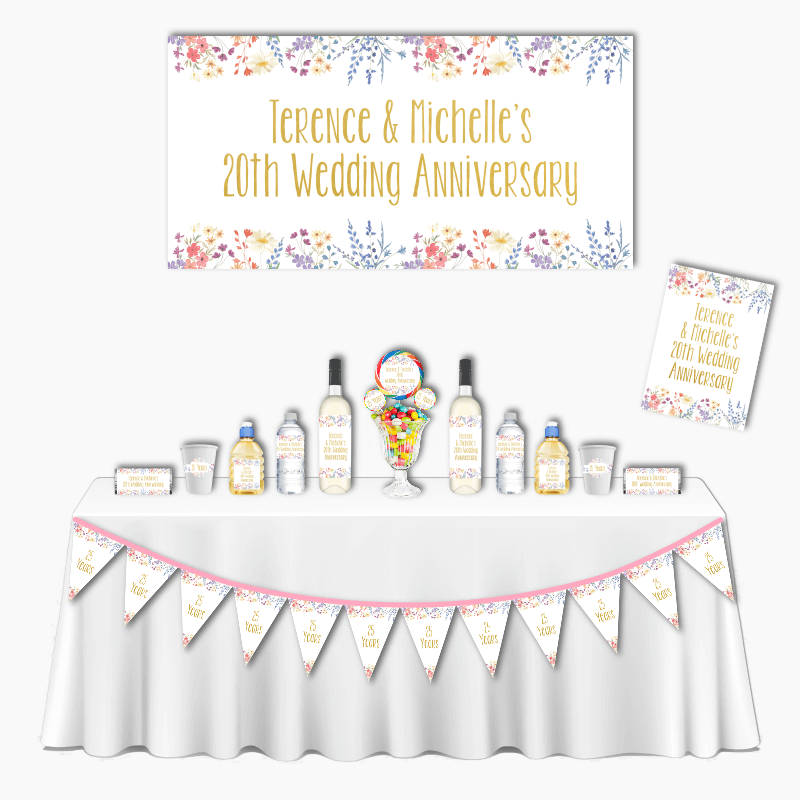 Personalised Wildflowers Deluxe Wedding Anniversary Decorations Pack