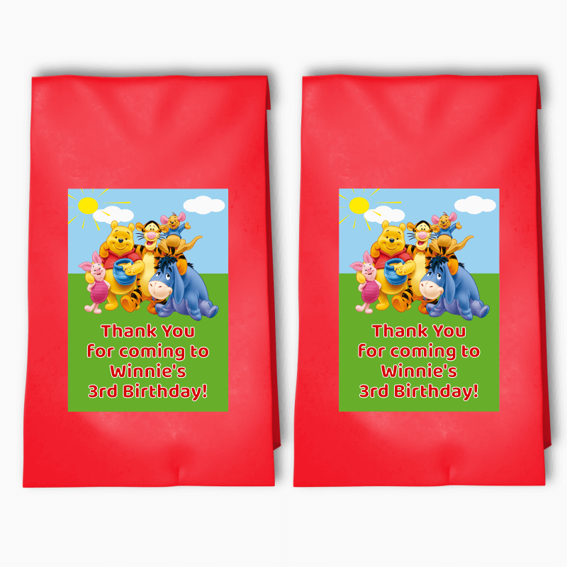 Personalised Winnie the Pooh &amp; Friends Party Bags &amp; Labels