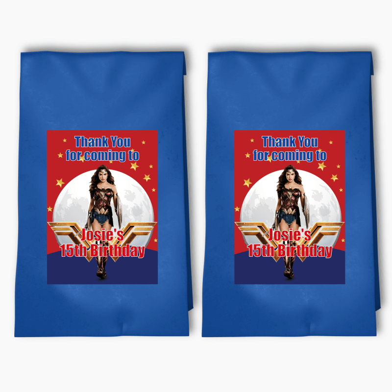 Personalised Wonder Woman Party Bags &amp; Labels