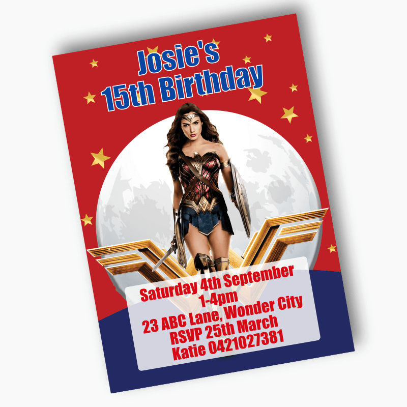 Personalised Wonder Woman Party Invites