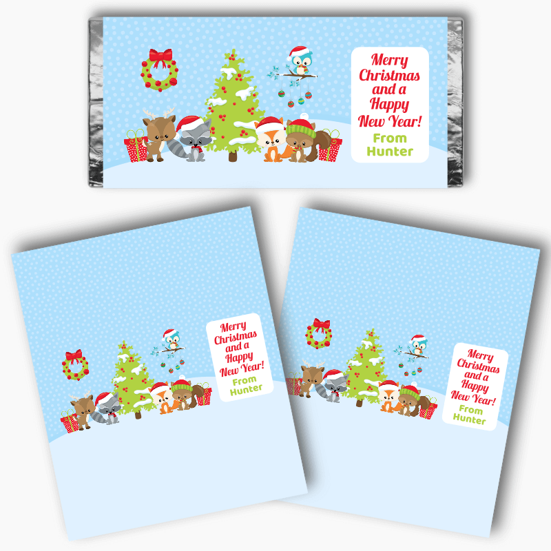 Woodland Animals Christmas Gift Mini Chocolate Labels