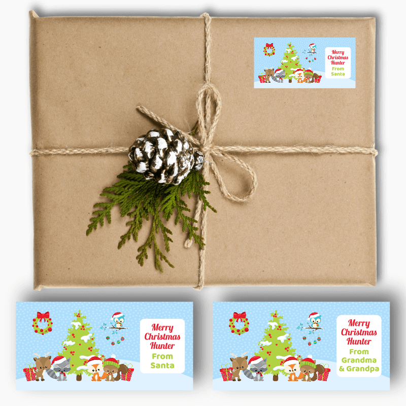 Personalised Woodland Animals Christmas Gift Labels