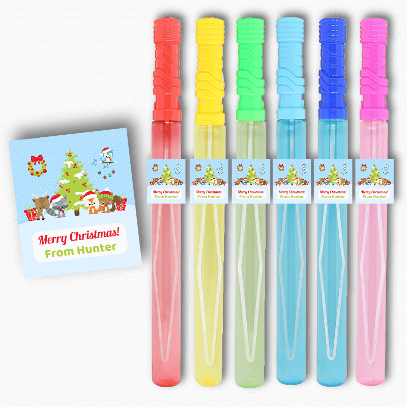 Personalised Woodland Animals Christmas Gift Rectangle Stickers