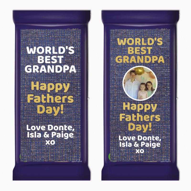 World's Best Grandpa Fathers Day Gift Cadbury Chocolate Labels