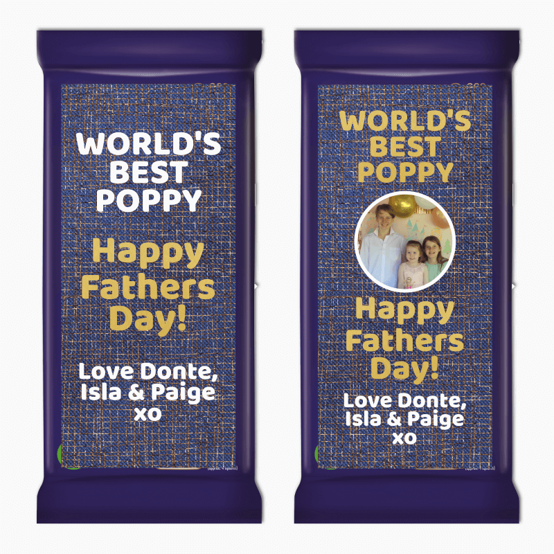 World&#39;s Best Poppy Fathers Day Gift Cadbury Chocolate Labels