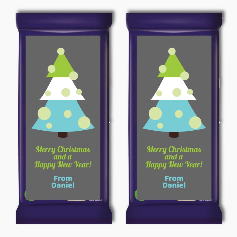 Personalised Xmas Tree Christmas Gift Cadbury Chocolate Labels
