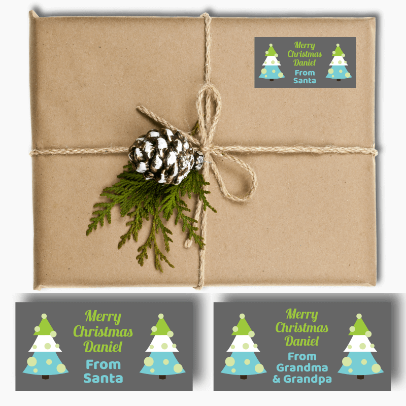 Personalised Personalised Xmas Tree Christmas Gift Labels