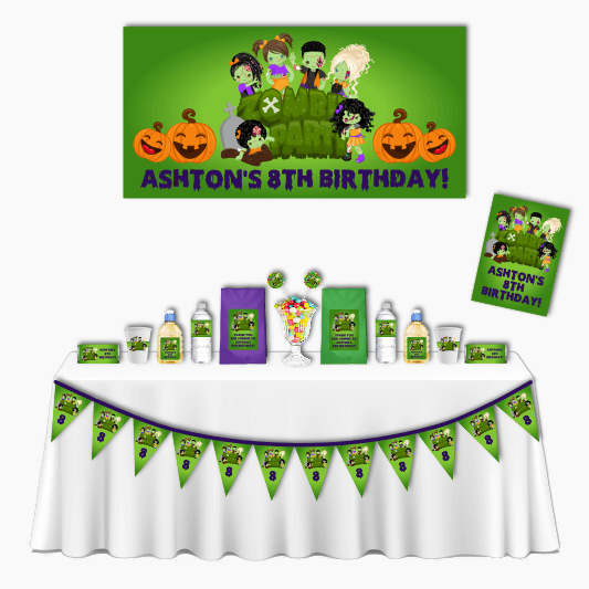 Personalised Zombie Deluxe Birthday Party Decorations Pack