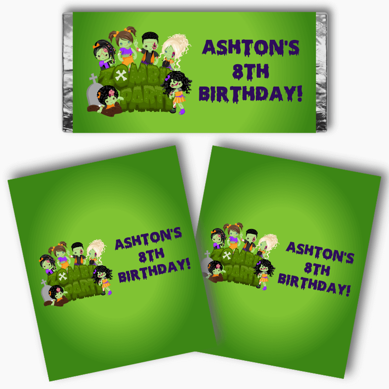 Personalised Zombie Birthday Party Mini Chocolate Labels