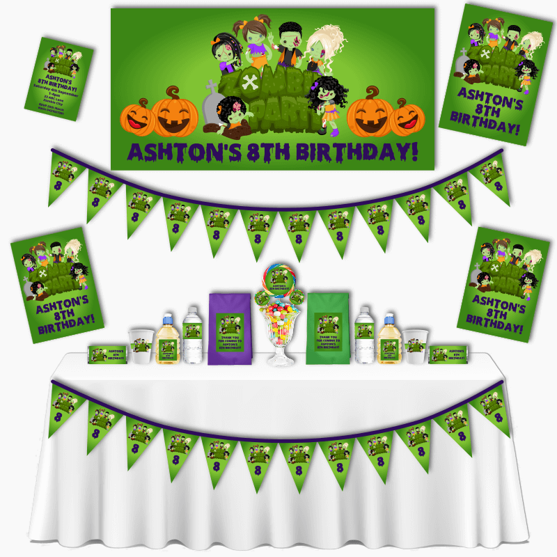 Personalised Zombie Grand Birthday Party Decorations Pack