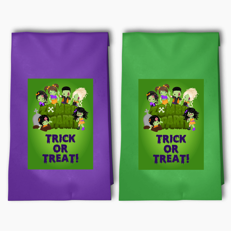 Personalised Zombie Halloween Party Bags &amp; Labels
