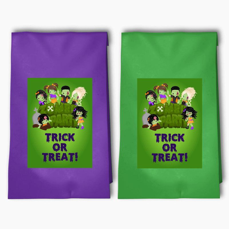 Personalised Zombie Halloween Party Bags & Labels