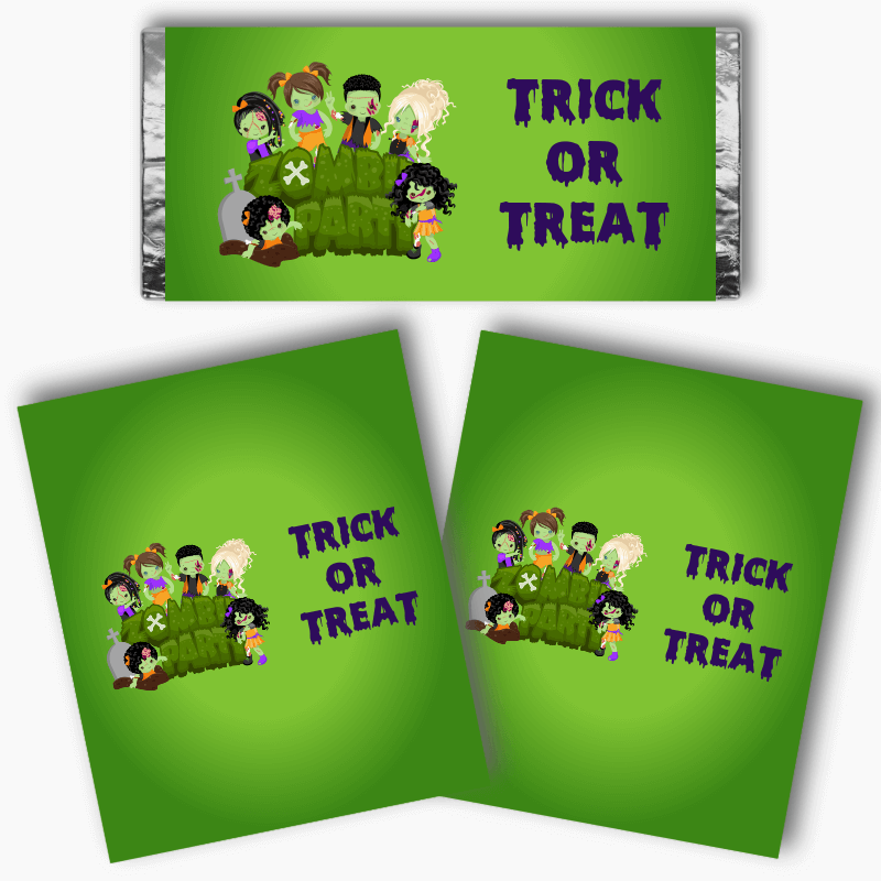 Fun Custom Zombie Party Mini Chocolate Favour Labels - Katie J Design ...